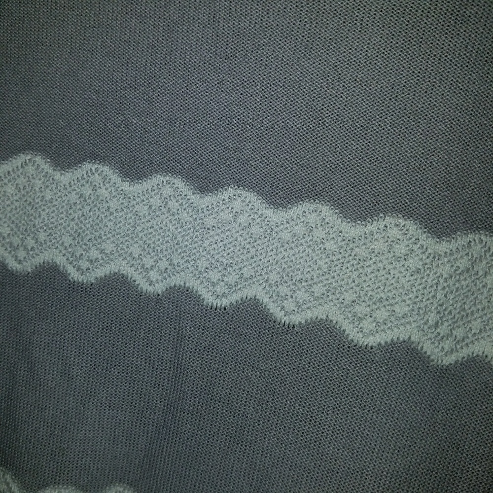 American Eagle Gray and White Lace Stripe Sweater - Picture 3 of 5